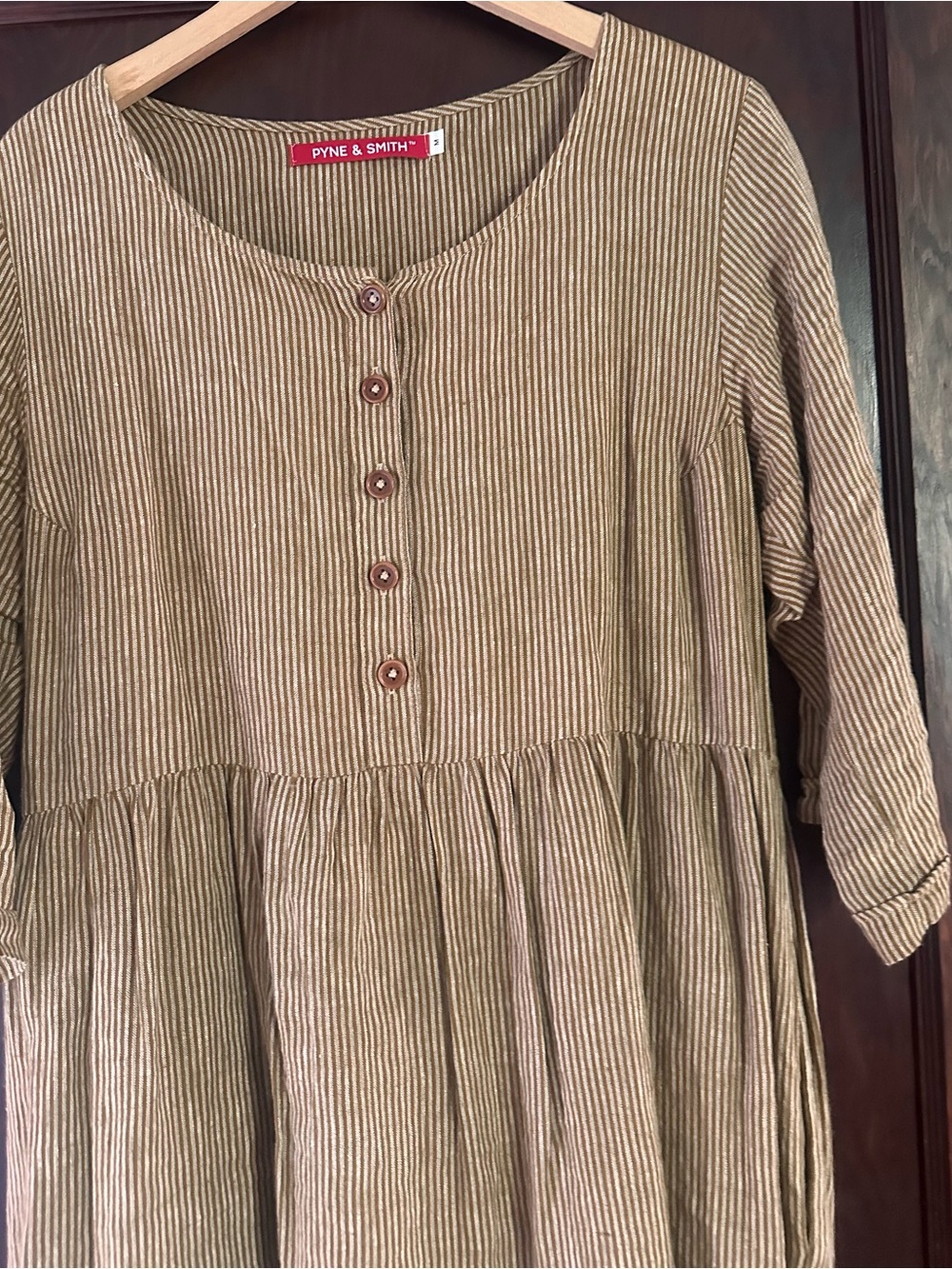 Striped Button-Front Midi Dress